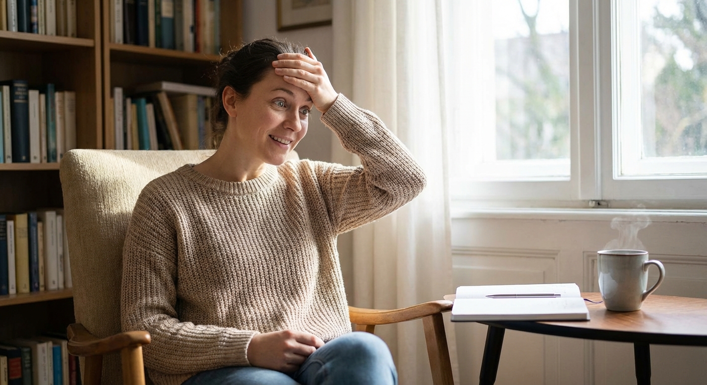 Person noticing uncomfortable feeling and trusting their instinct
