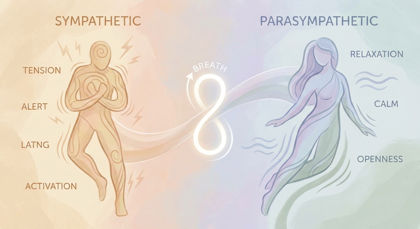 Visual diagram showing the sympathetic and parasympathetic nervous system states