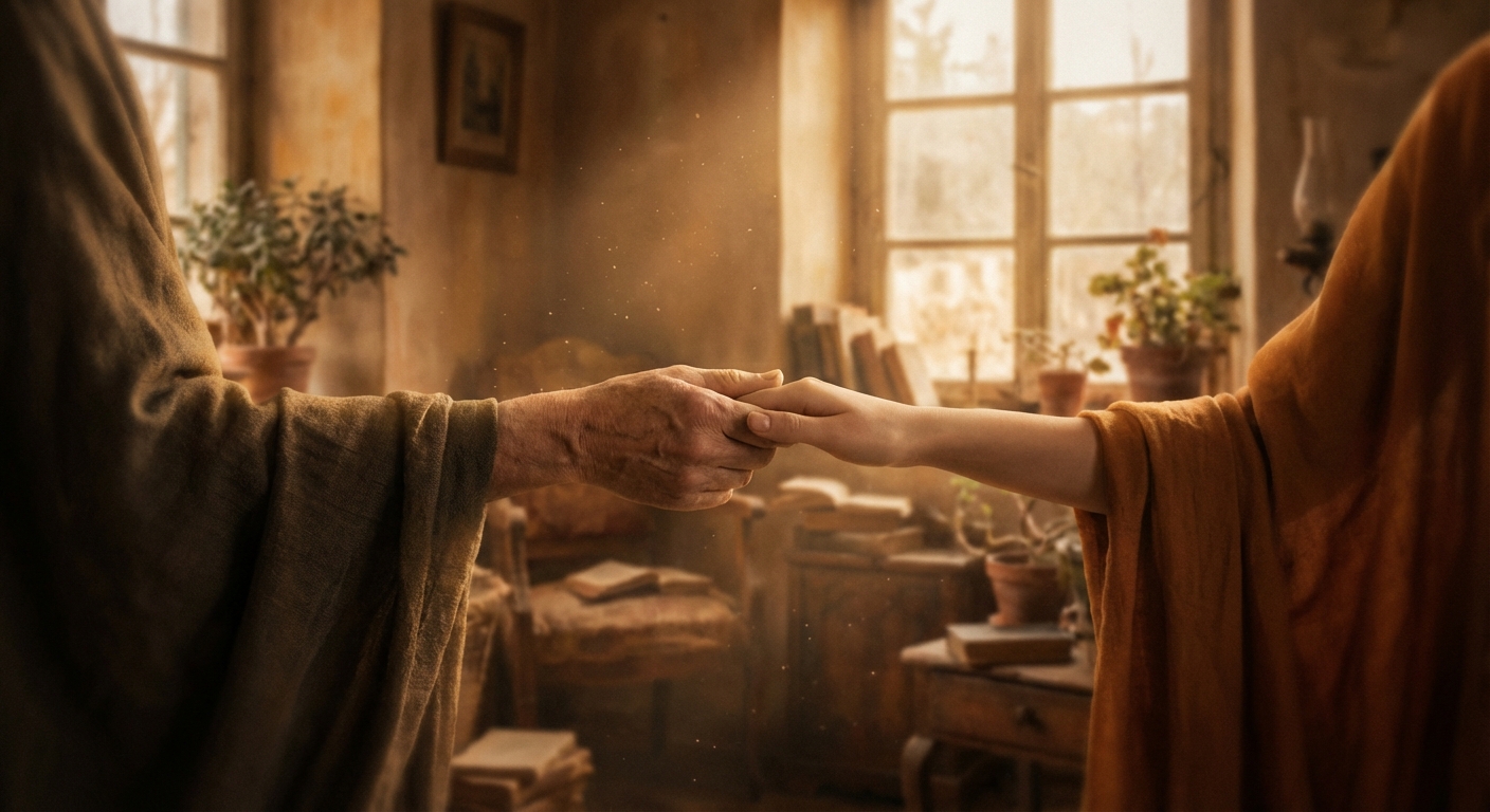 Two hands reaching toward each other in a gesture of understanding and reconciliation