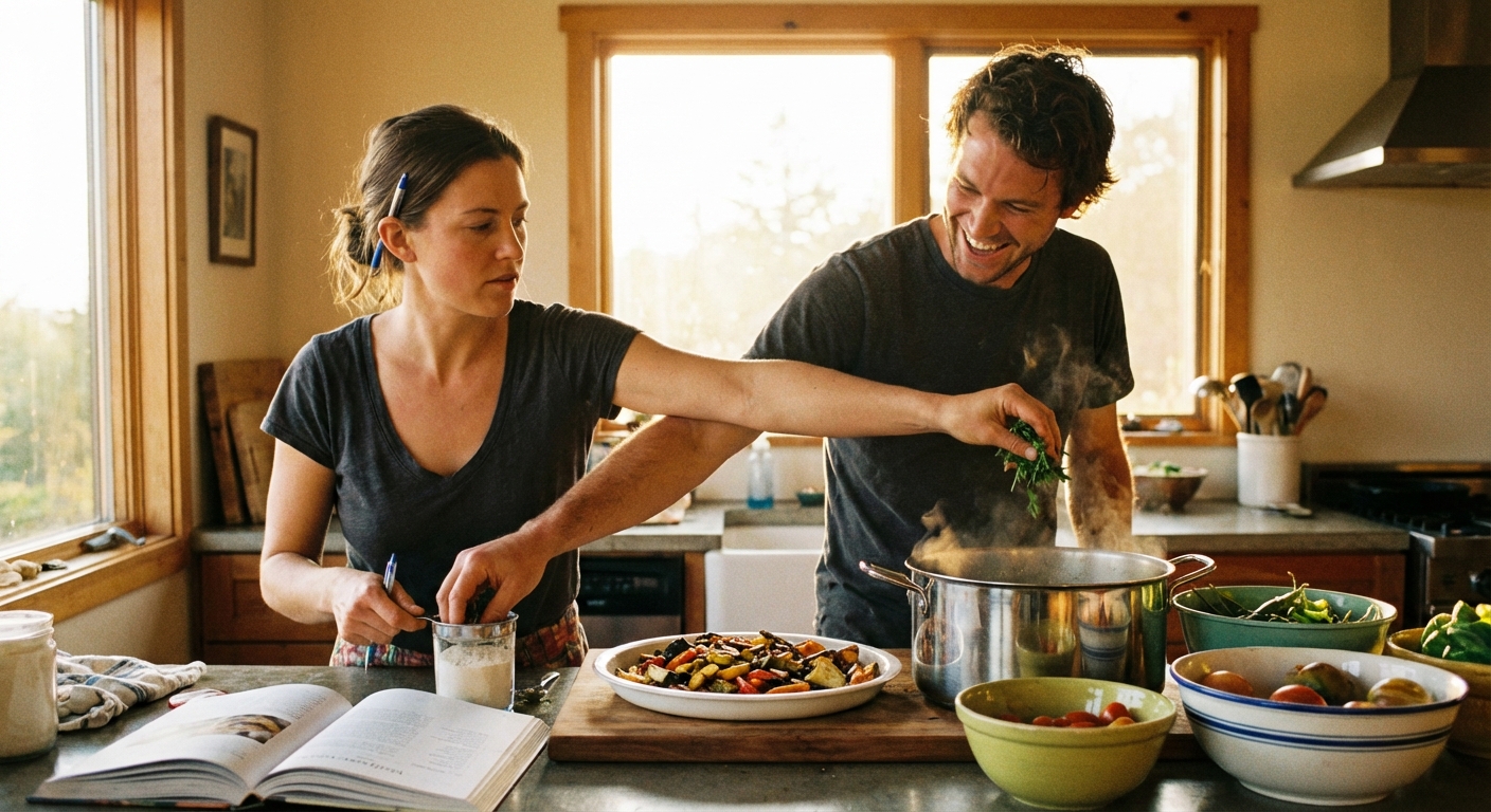 Two people with different approaches collaborating on shared goal