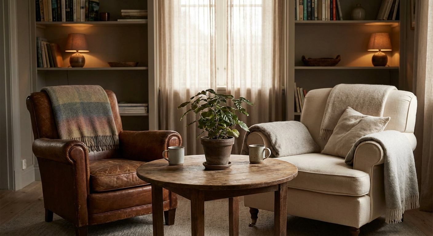 Two chairs facing each other symbolizing internal dialogue