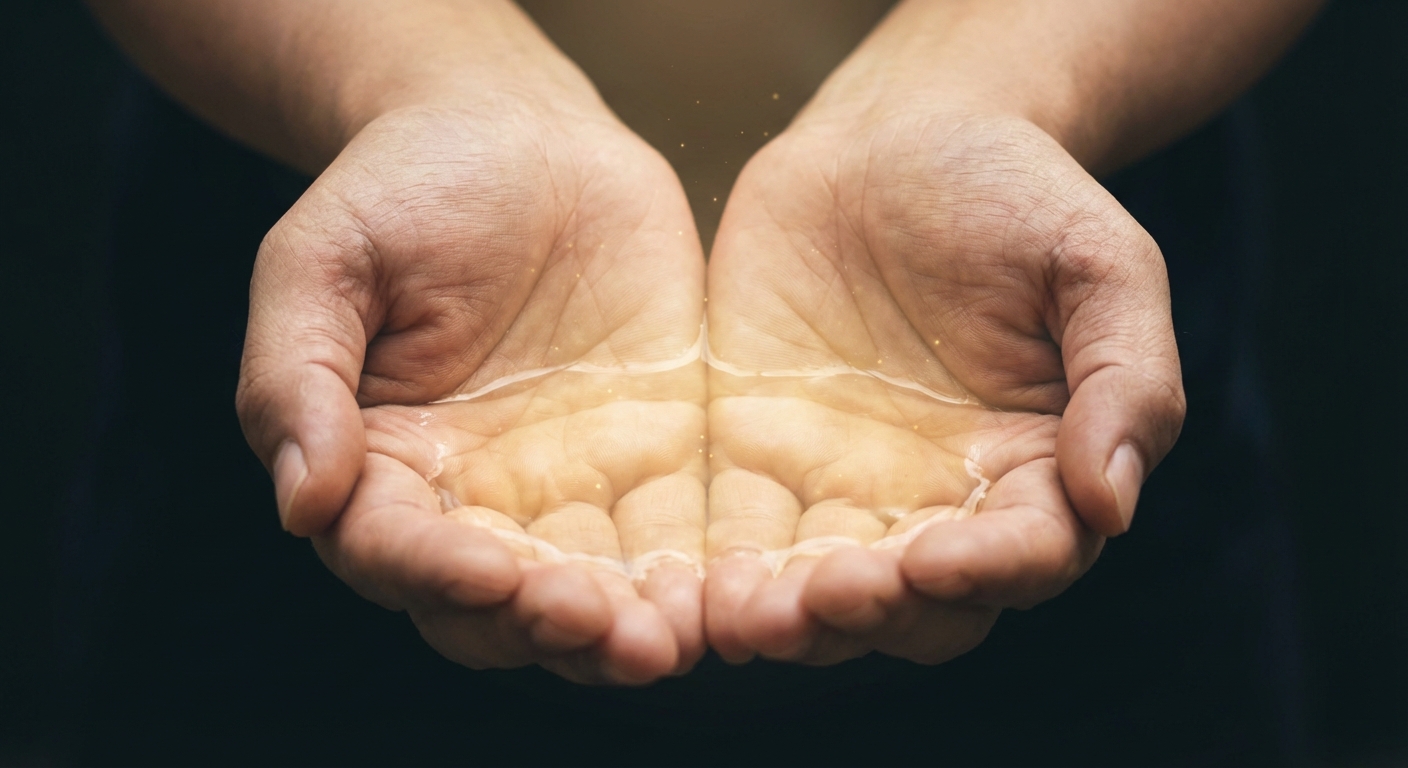Open cupped hands holding soft light symbolizing the act of creating space for another
