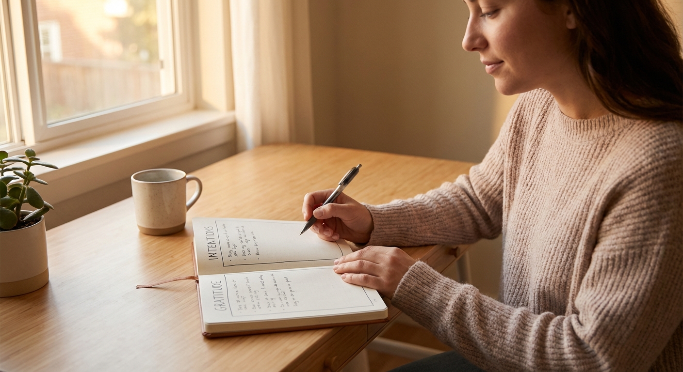 Person journaling to separate productive planning from unproductive worry