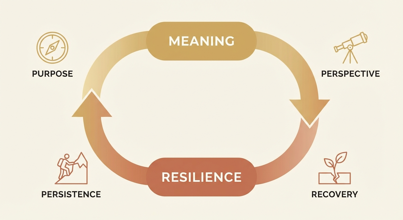 Circular diagram showing the relationship between meaning and resilience