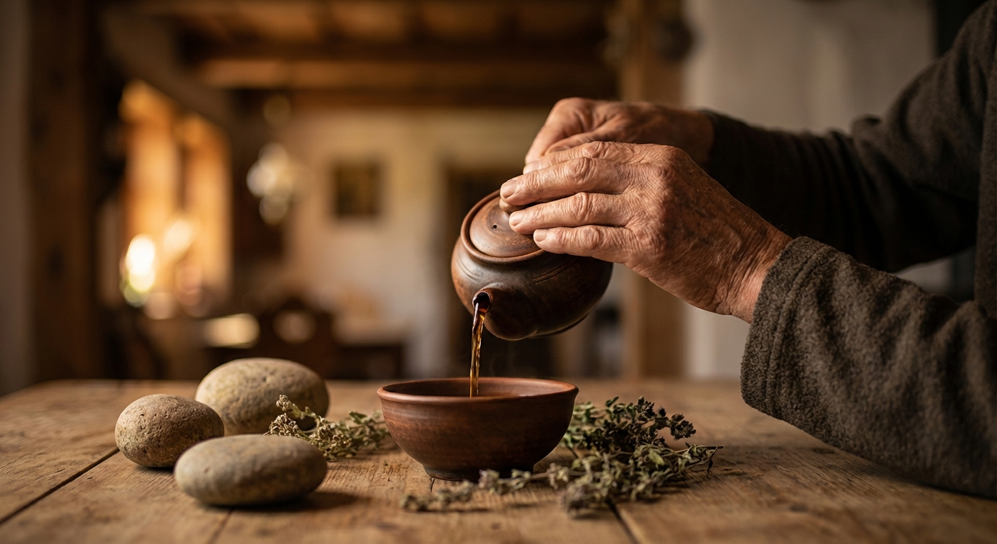 Hands performing a careful ritual action with intention and attention