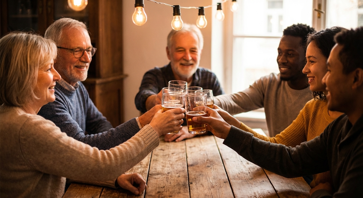 Group of people participating in a shared ritual moment together