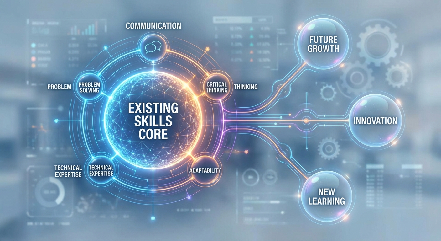 Interconnected skill areas showing how career pivots leverage existing expertise